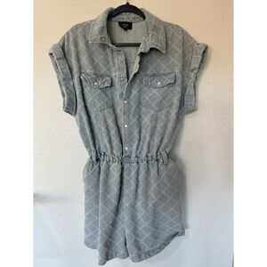 ViCI Light denim Embroidered Detail Romper Shorts Size L